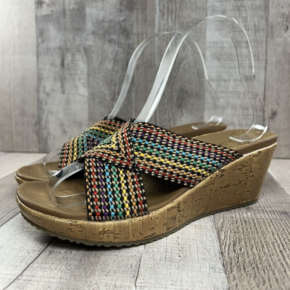 Skechers Cali Women's Beverlee Delighted Wedge Sandals Luxe Foam Brown Size 7